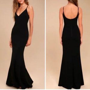 Lulus Infinite Glory Black Mermaid Maxi Gown Dress Small NWT